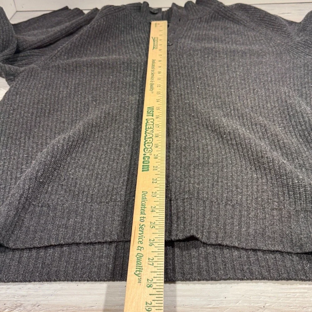 Banana Republic Sweater Charcoal Grey 1/4 Button Pullover Merino Wool Italian XL